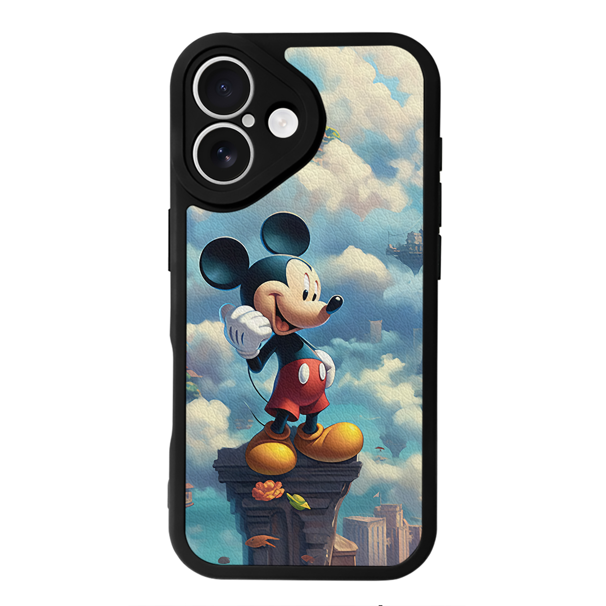 （画像用） ミッキーマウス Mickey Mouse 【iPhone 16シリーズ対応】シリコンスマホケース（レザー調） 材質：シリコン